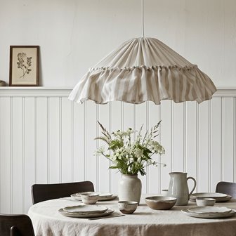 Materiałowa lampa beżowa Costa - styl prowansalski